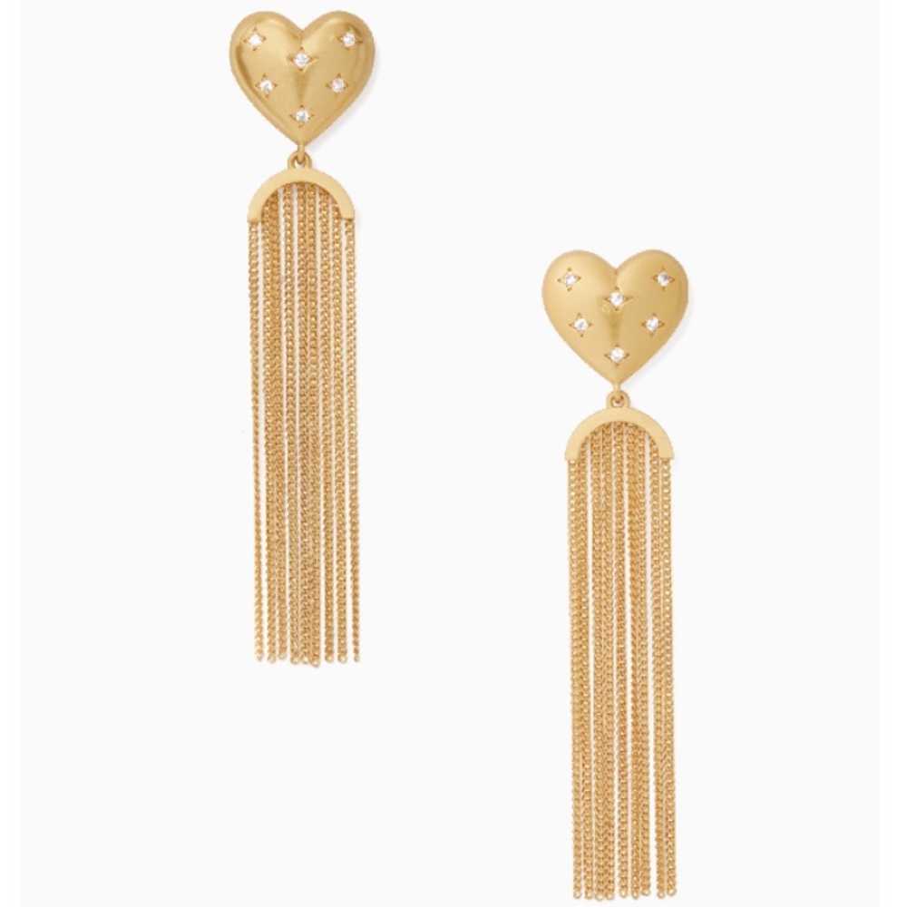 Kate Spade My Precious Heart Fringe Earrings NEW
